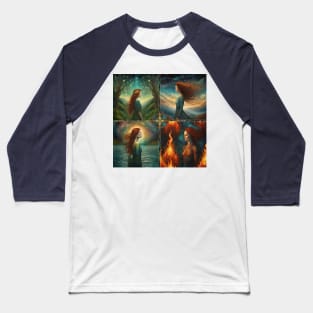 The Elements - Earth, Air, Water, Fire. Baseball T-Shirt